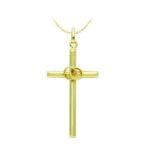 18K CRUZ ORO AMARILLO HUECA ALIANZAS, 27X14 MM