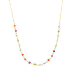 18K GARGANTILLA ORO AMARILLO CON CIRCONITA DE COLORES Y CADENA FORZADA, MEDIDA: 40 3 CM