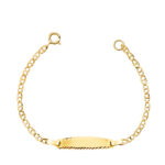 18K ESCLAVA ORO AMARILLO ANCLA TEXTURA MACIZA 2MM, PLACA CHAPA: 19X4MM, LARGO 11,5 CM