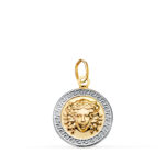 18K MEDALLA ORO BICOLOR MEDUSA GRECA EN BRILLO, MEDIDA: 15 MM