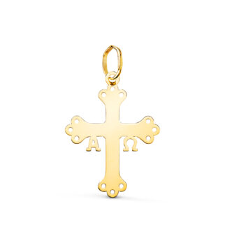 18K COLGANTE ORO AMARILLO CRUZ DE COVADONGA SILUETA EN BRILLO, 22 X 16 MM