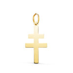 18K COLGANTE ORO AMARILLO CRUZ CARAVACA EN BRILLO, 22 X 12 MM