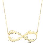 18K GARGANTILLA ORO AMARILLO INFINITO PERSONALIZADO 4 NOMBRES 35 MM CADENA 44 2 CM