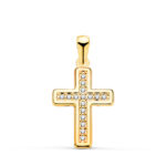 18K CRUZ ORO AMARILLO CON CIRCONITA 19 X 13 MM