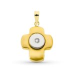 18K CRUZ ORO BICOLOR CIRCONITA 21X16 MM