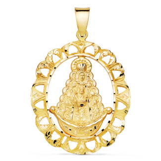 18K MEDALLA ORO AMARILLO VIRGEN ROCIO CERCO 39 X 37 MM