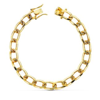 18K PULSERA ORO AMARILLO BARBADA MACIZA 8 MM 22CM