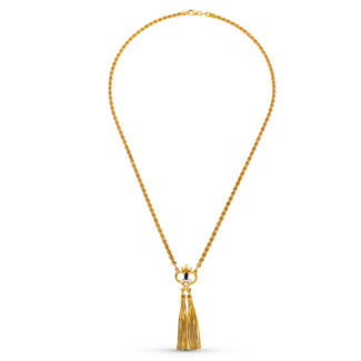 18K GARGANTILLA ORO AMARILLO ESMERALDA CORDON 50CM