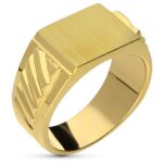 18K SELLO ORO AMARILLO CABALLERO MACIZO GALLONES RECTANGULAR, ZONA GRABADO: 12X10 MM