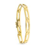 18K PULSERA ORO AMARILLO ESLABON RECTANTULAR MATE Y BRILLO