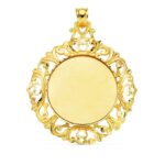 18K PLACA CHAPA CERCO ORO AMARILLO REDONDO 47X41 MM