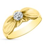 18K SOLITARIO ORO AMARILLO MACIZO CON CIRCONITA DE 5 MM