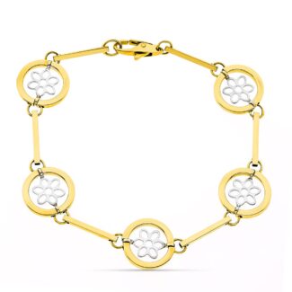 18K PULSERA ORO BICOLOR CALADOS ANCHO 14 MM LARGO 19CM