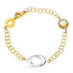 18K PULSERA ORO BICOLOR ESLABONES ANCHO 10 MM LARGO 19CM