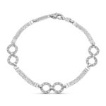 18K PULSERA ORO BLANCO TRAMOS Y CIRCULOS CON CIRCONITAS18,5 CM