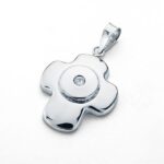 18K CRUZ ORO BLANCO CIRCONITA 21X16 MM