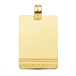 9K PLACA CHAPA LASER ORO AMARILLO GRECA 28X20 MM