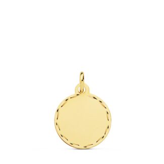 9K DISCO ORO AMARILLO LISO MATIZADO CON BORDE TALLADO 18 MM