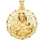 18K MEDALLA ORO AMARILLO VIRGEN DEL CARMEN CALADA 42 MM