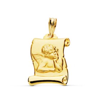 18K MEDALLA ANGEL BURLON ORO AMARILLO PERGAMINO, 20X16 MM