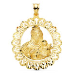 18K MEDALLA ORO AMARILLO VIRGEN DEL CARMEN CERCO TALLADO 41X35 MM