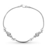 18K PULSERA ORO BLANCO CADENA Y BOLAS MATE Y BRILLO