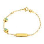 18K ESCLAVA ORO AMARILLO ELEFANTES ESMALTE 15,5 CM