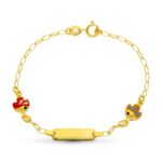 18K PULSERA ESCLAVA ORO AMARILLO PECES ESMALTE 13,5 CM