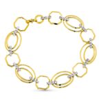 18K PULSERA ORO BICOLOR ESLABONES Y CIRCONITA ANCHO 12 MM LARGO 19,5 CM