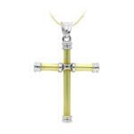 18K CRUZ ORO BICOLOR HUECA 40X30 MM