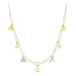 18K GARGANTILLA ORO AMARILLO PIEDRAS COLOR