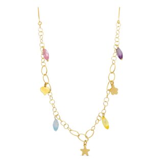 18K GARGANTILLA ORO AMARILLO PIEDRAS COLOR