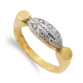 18K SORTIJA ORO BICOLOR MOTIVO OVAL CON CIRCONITAS, ANCHO: 7 MM