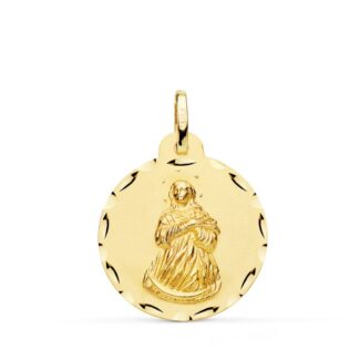 18K MEDALLA ORO AMARILLO VIRGEN INMACULADA TALLADA 22 MM