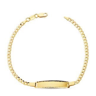 18K PULSERA ESCLAVA ORO AMARILLO HUECA BARBADA 17CM