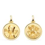 18K ESCAPULARIO ORO AMARILLO VIRGEN MONTSERRAT Y SAN JORGE BISEL 18 MM