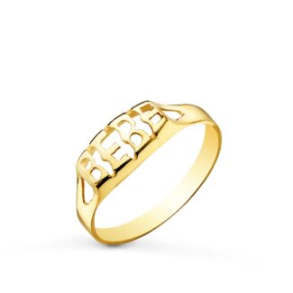 9K SELLO ORO AMARILLO PALABRA BEBE CALADA, ANCHO: 4 MM