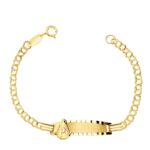 18K ESCLAVA BEBE ORO AMARILLO HUNGARINA PLACA CHAPA VIRGEN ROCIO 22X5 MM 12CM