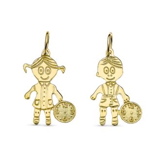 18K COLGANTE ORO AMARILLO NIÑO O NIÑA RELOJ, 18X11 MM