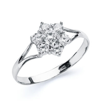 18K SORTIJA ORO BLANCO CUAJO CON CIRCONITAS, ANCHO: 8 MM