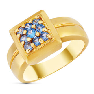 18K SORTIJA ORO AMARILLO MOTIVO CUADRADO CON CIRCONITAS, ANCHO: 10,5 MM