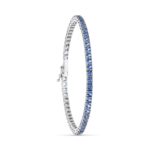 18K PULSERA ORO BLANCO PIEDRAS AZULES 19CM