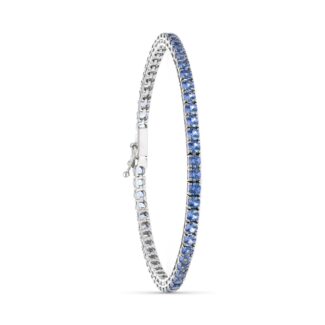 18K PULSERA ORO BLANCO PIEDRAS AZULES 19CM