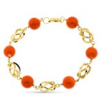 18K PULSERA ORO AMARILLO JAULAS CORAL FINO JAPONES 9 9,5 MM 19CM