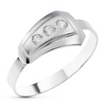 18K SORTIJA ORO BLANCO MATE Y BRILLO CON CIRCONITAS, ANCHO: 8 MM