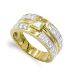 18K SORTIJA ORO AMARILLO MACIZO CON CIRCONITAS, ANCHO: 9,5 MM