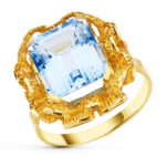 18K SORTIJA ORO AMARILLO MOTIVO RECTANGULAR CON AGUAMARINA 20x17 MM,