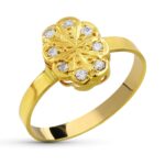 18K SORTIJA ORO AMARILLO MOTIVO OVALADO CON CIRCONITAS, MEDIDA: 10 X 8 MM