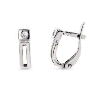 18K PENDIENTES ORO BLANCO CON DIAMANTES NATURALES, CIERRE CATALAN