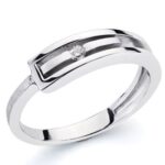 18K SORTIJA ORO BLANCO Y DIAMANTE 0.046 QTS.